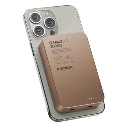 MOMAX IP133 L2 Q.MAG X2 15W 20000mAh Magnetic Wireless Battery Pack 23.5mm Ultra Compact - Sandstone