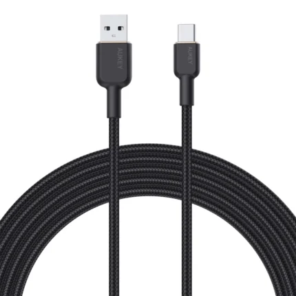 AUKEY 60W Nylon Braided USB-A to USB-C Cable - Black