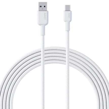 AUKEY 60W Nylon Braided USB-A to USB-C Cable - White